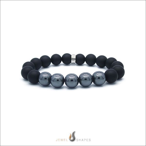 Mixed Hematite, Onyx Beaded Bracelet