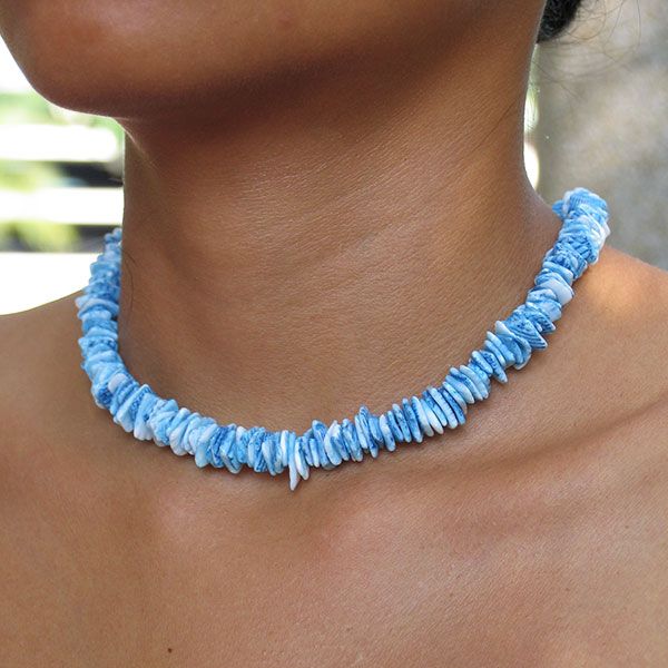 White Blue Seashell Chain P12