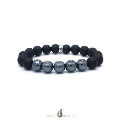 Mixed Hematite, Onyx Beaded Bracelet